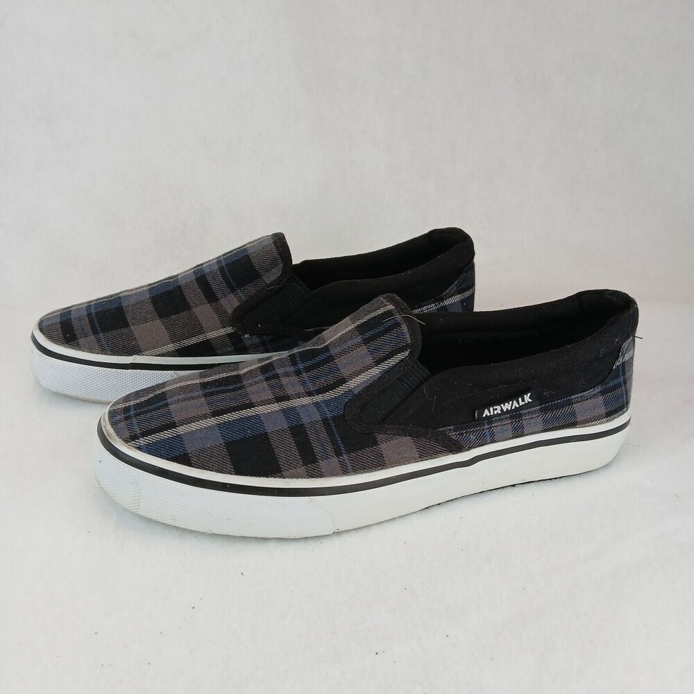Plaid Air Walk Shoes Slip On Size 9.5 Men’s Gray/Blue EUC